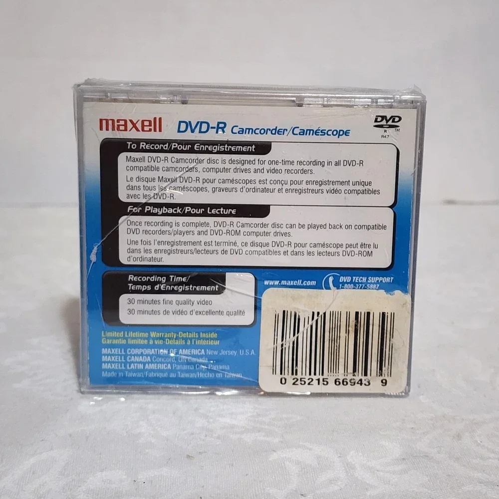 Maxell DVD-R Camcorder 30 Minutes Each- 1.4 GB-3‎ Pack Of New SEALED Discs